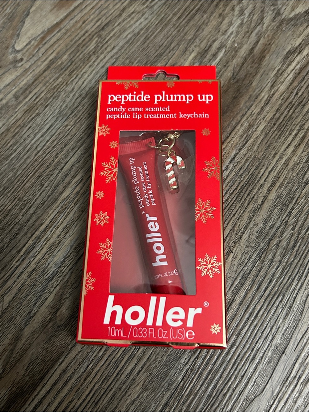 Holler Peptide Plump Up Candy Cane Scented Lip Treatment Keychain charm 10ml